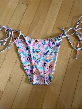 Women Floral Tie-Side Swim Bottoms - Pink Multicolor